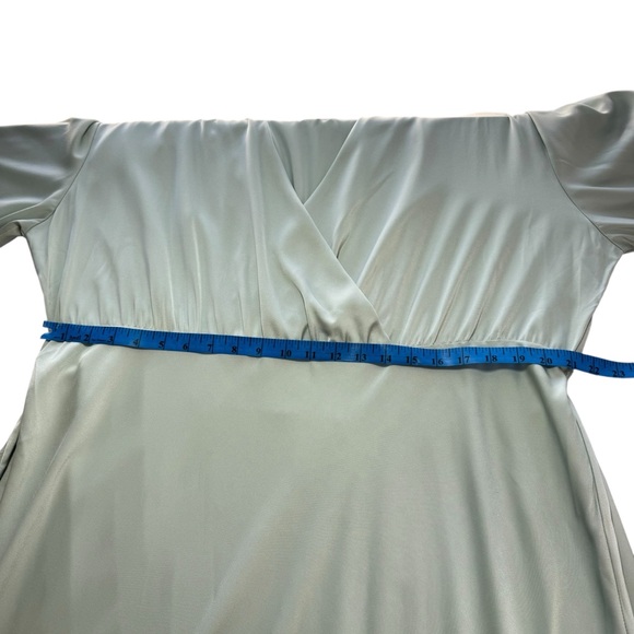 NWT ELOQUII Plus Size 22 Blue Green Pastel Satin Maxi Dress Semi-Formal Holiday - Picture 9 of 14